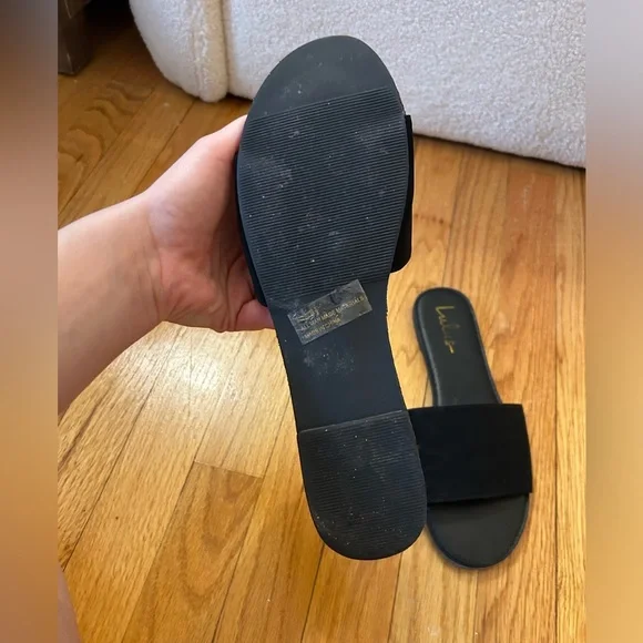 Addison Black Nubuck Slide Sandals - Picture 7 of 7